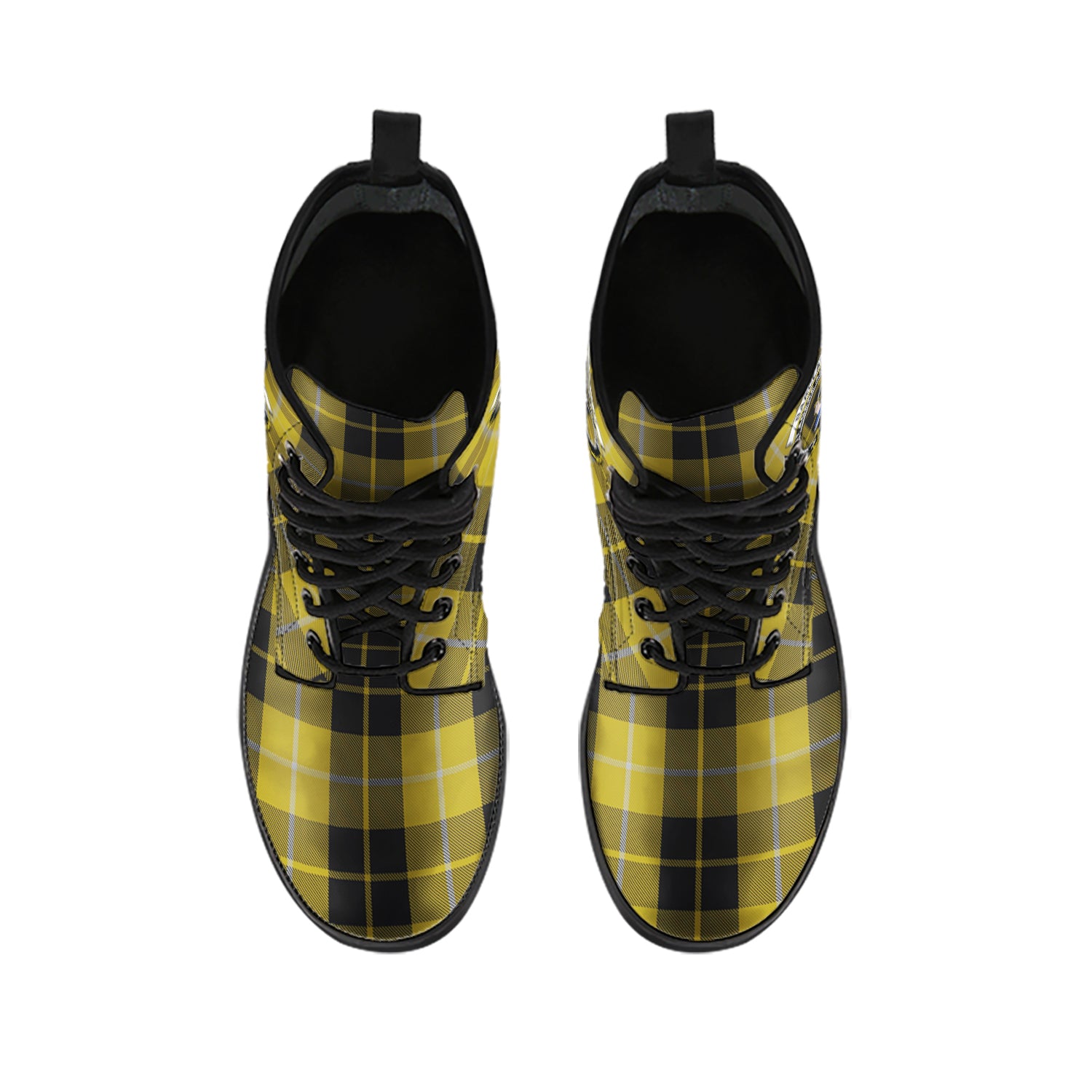 Barclay Dress Tartan Leather Boots with Family Crest - Tartanvibesclothing