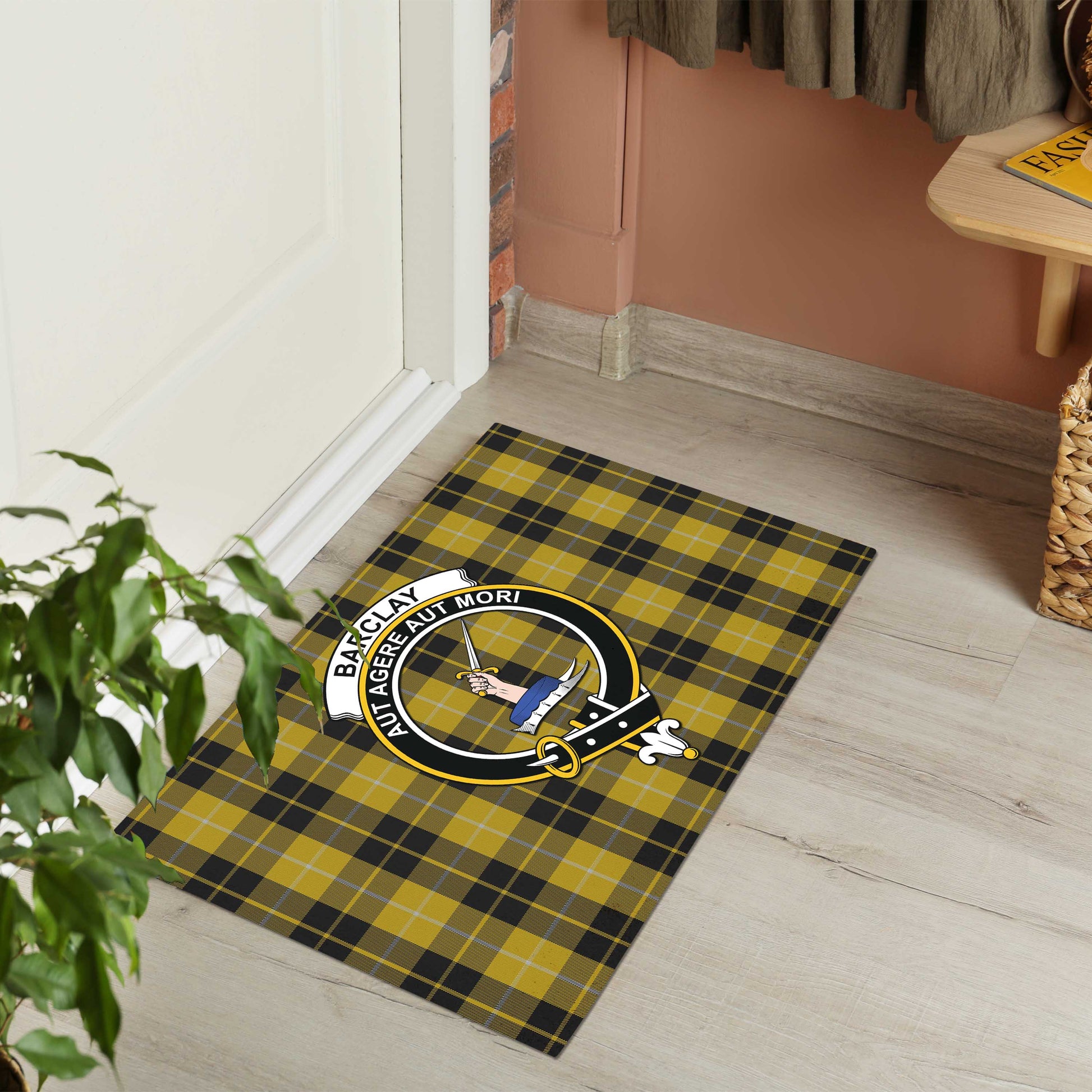 Barclay Dress Tartan Door Mat with Family Crest - Tartanvibesclothing