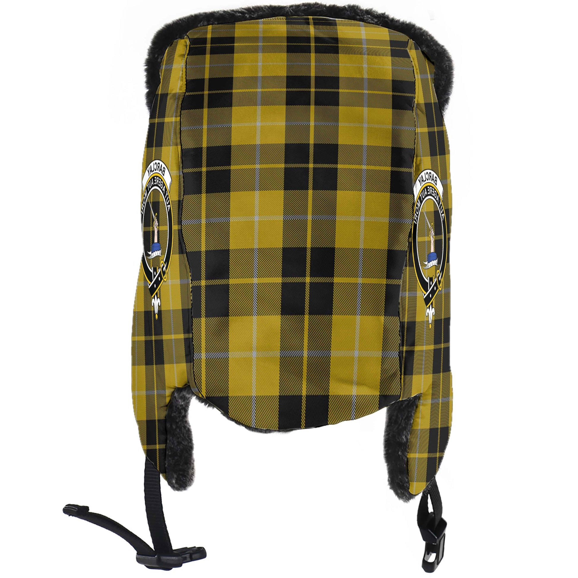 Barclay Dress Tartan Winter Trapper Hat with Family Crest - Tartanvibesclothing