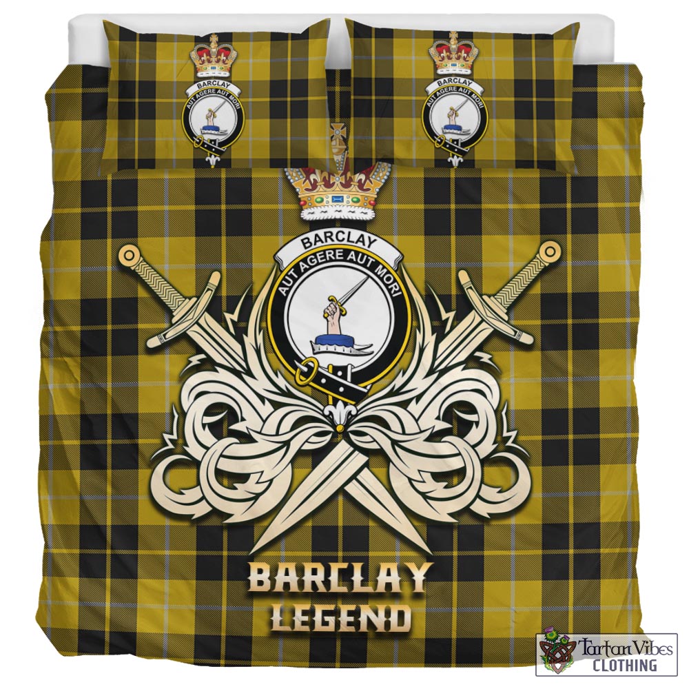 Tartan Vibes Clothing Barclay Dress Tartan Bedding Set with Clan Crest and the Golden Sword of Courageous Legacy