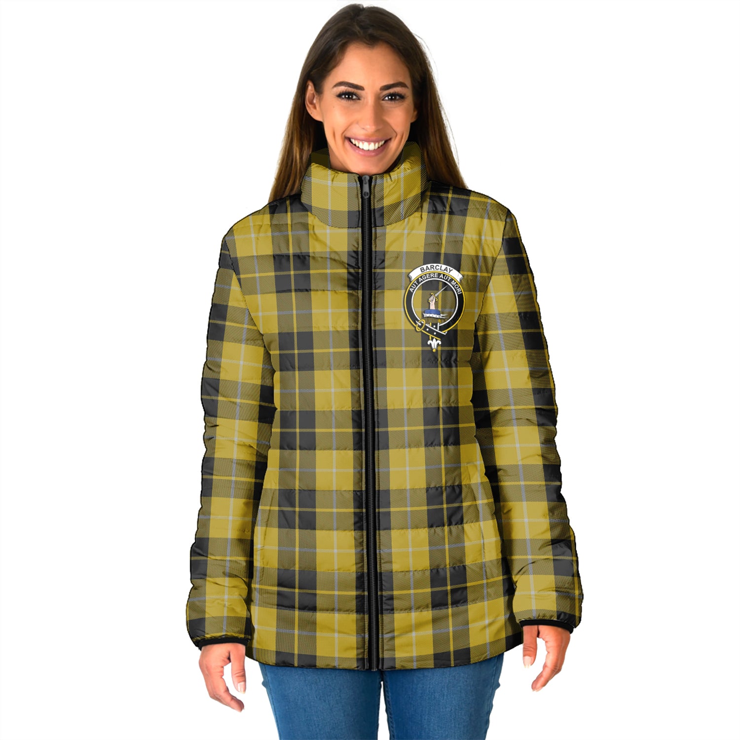 Barclay Dress Tartan Padded Jacket with Family Crest - Tartan Vibes Clothing