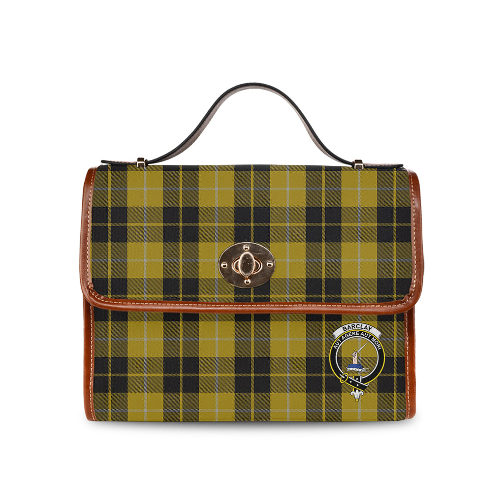 Barclay Dress Tartan Leather Strap Waterproof Canvas Bag with Family Crest - Tartanvibesclothing