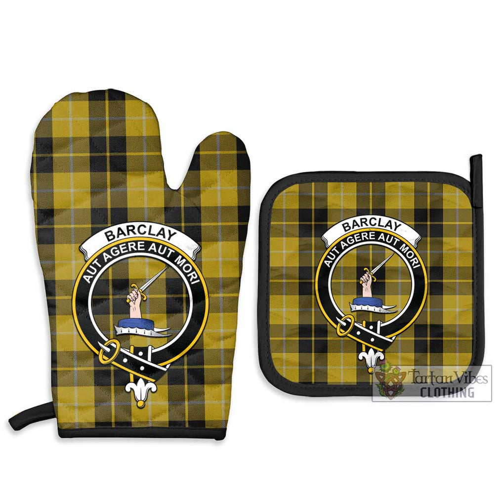 Barclay Dress Tartan Combo Oven Mitt & Pot-Holder with Family Crest Combo 1 Oven Mitt & 2 Pot-Holder Black - Tartan Vibes Clothing