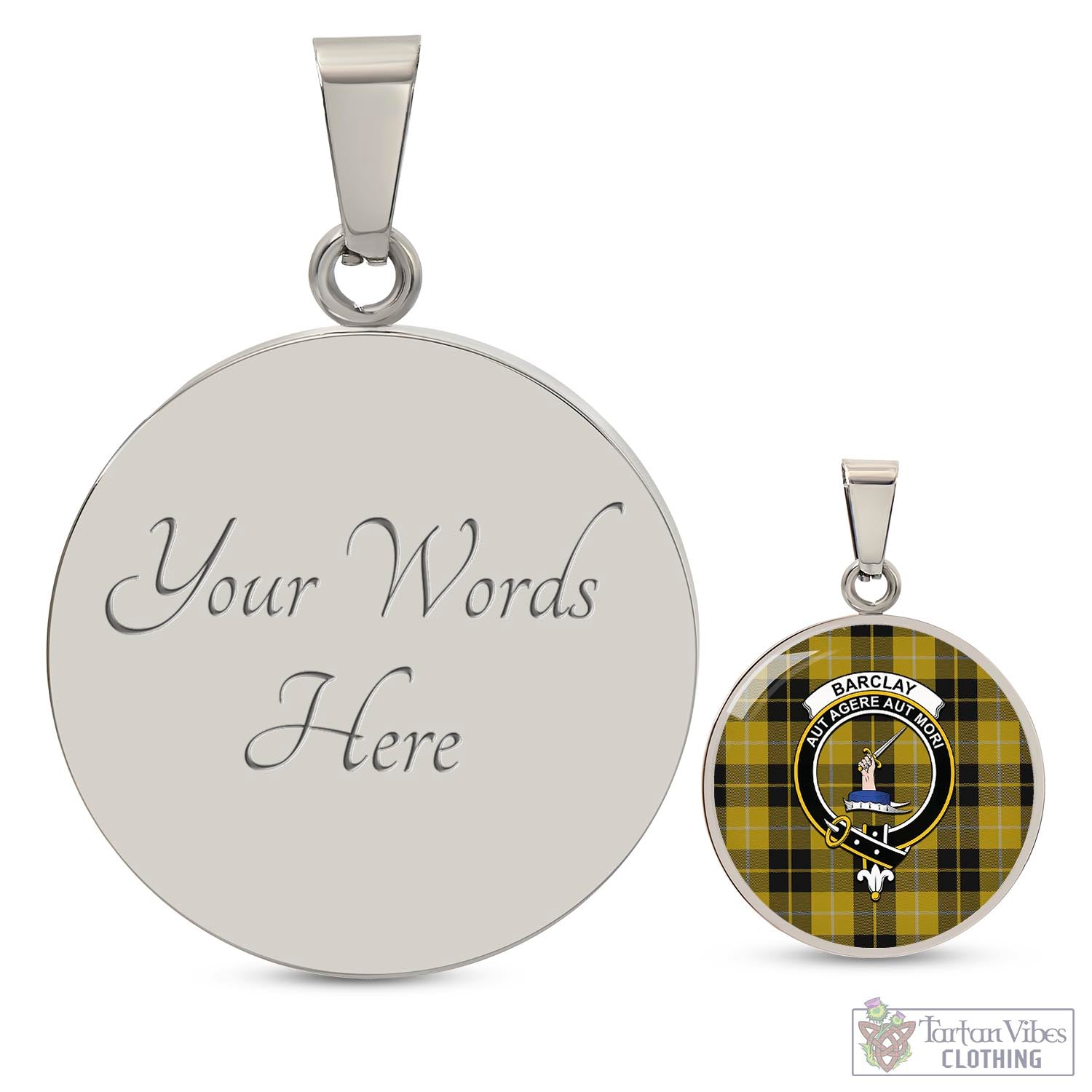 Tartan Vibes Clothing Barclay Dress Tartan Circle Necklace with Family Crest