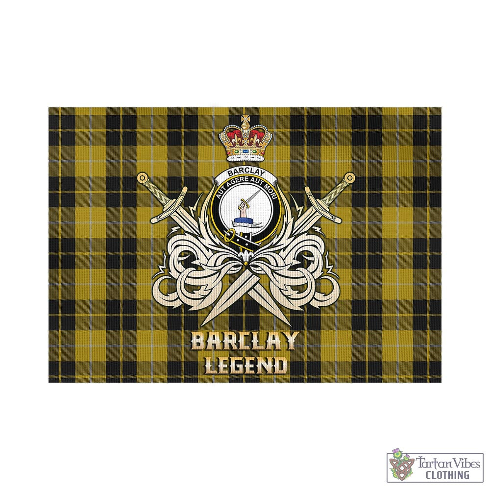 Tartan Vibes Clothing Barclay Dress Tartan Flag with Clan Crest and the Golden Sword of Courageous Legacy