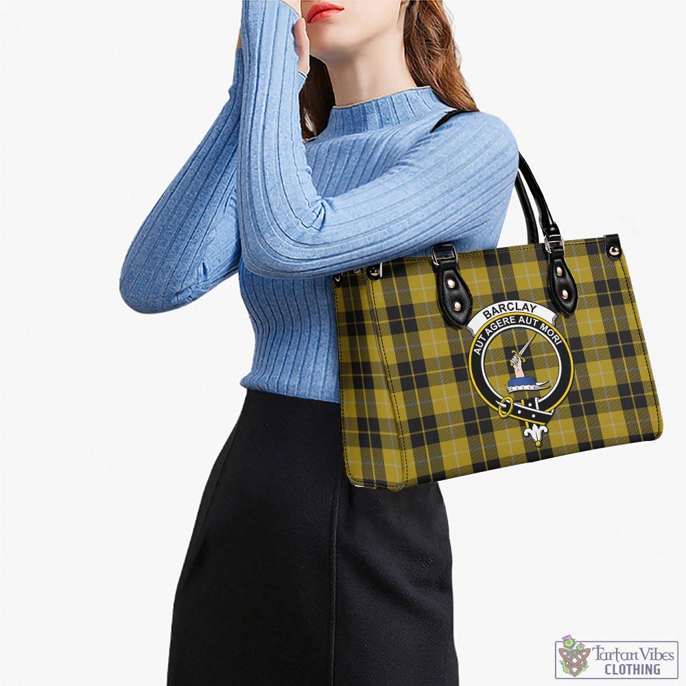 Tartan Vibes Clothing Barclay Dress Tartan Luxury Leather Handbags with Family Crest