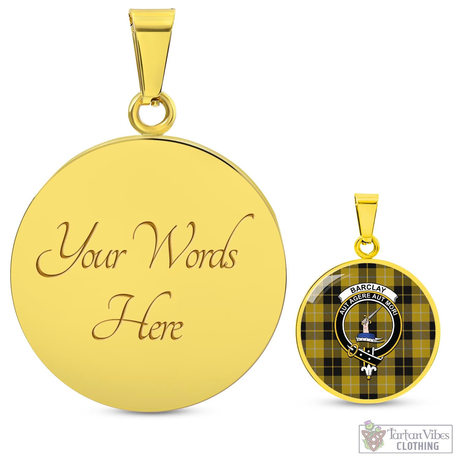 Tartan Vibes Clothing Barclay Dress Tartan Circle Necklace with Family Crest