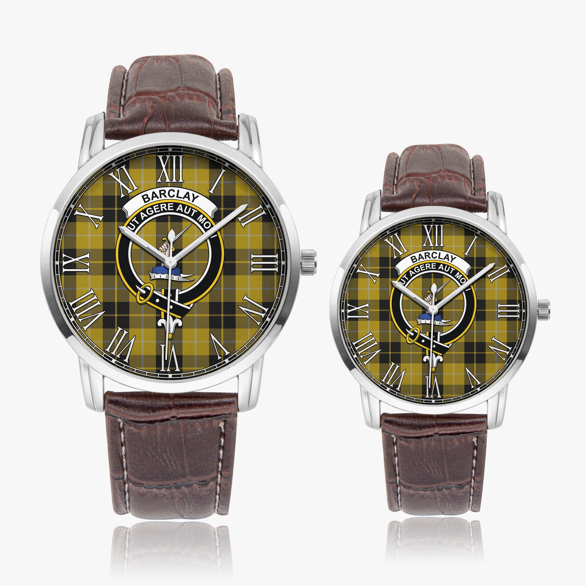 Barclay Dress Tartan Family Crest Leather Strap Quartz Watch - Tartanvibesclothing