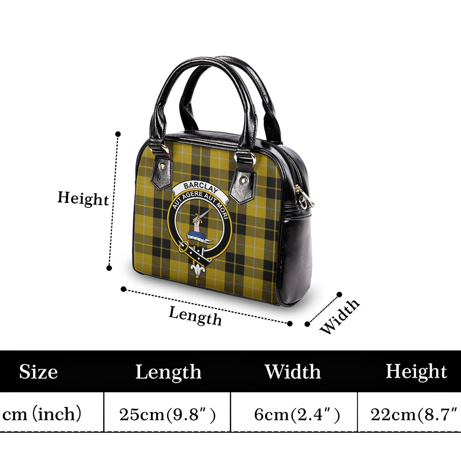 Barclay Dress Tartan Shoulder Handbags with Family Crest - Tartanvibesclothing