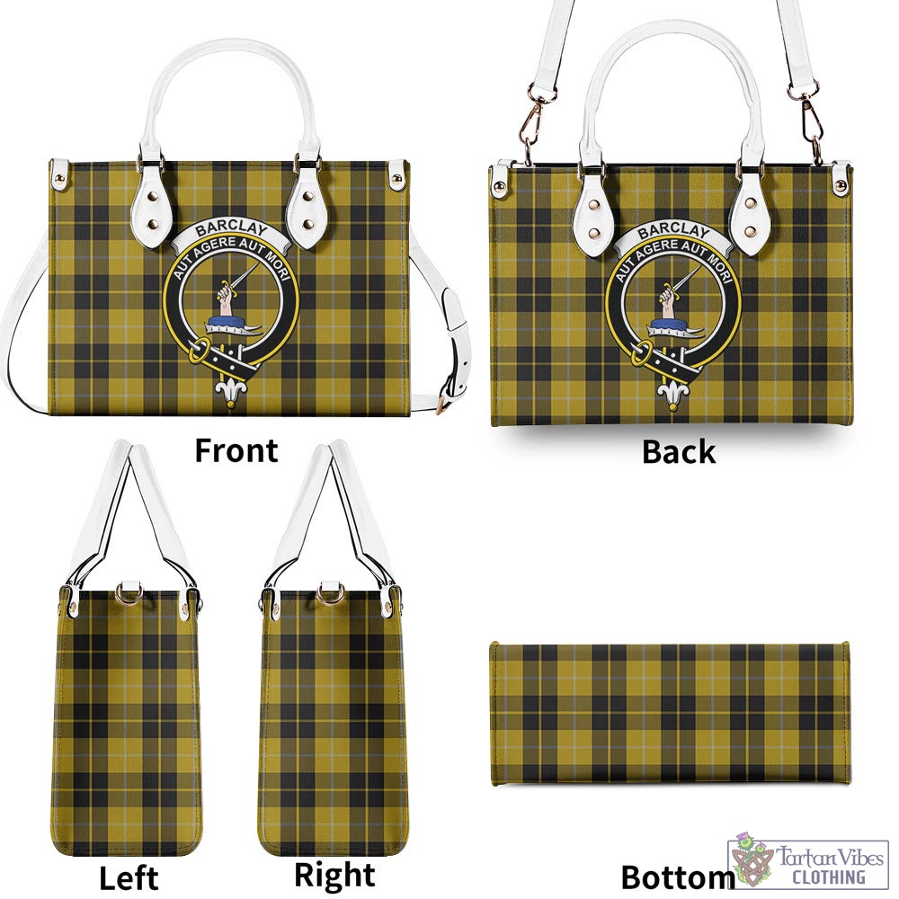 Tartan Vibes Clothing Barclay Dress Tartan Luxury Leather Handbags with Family Crest