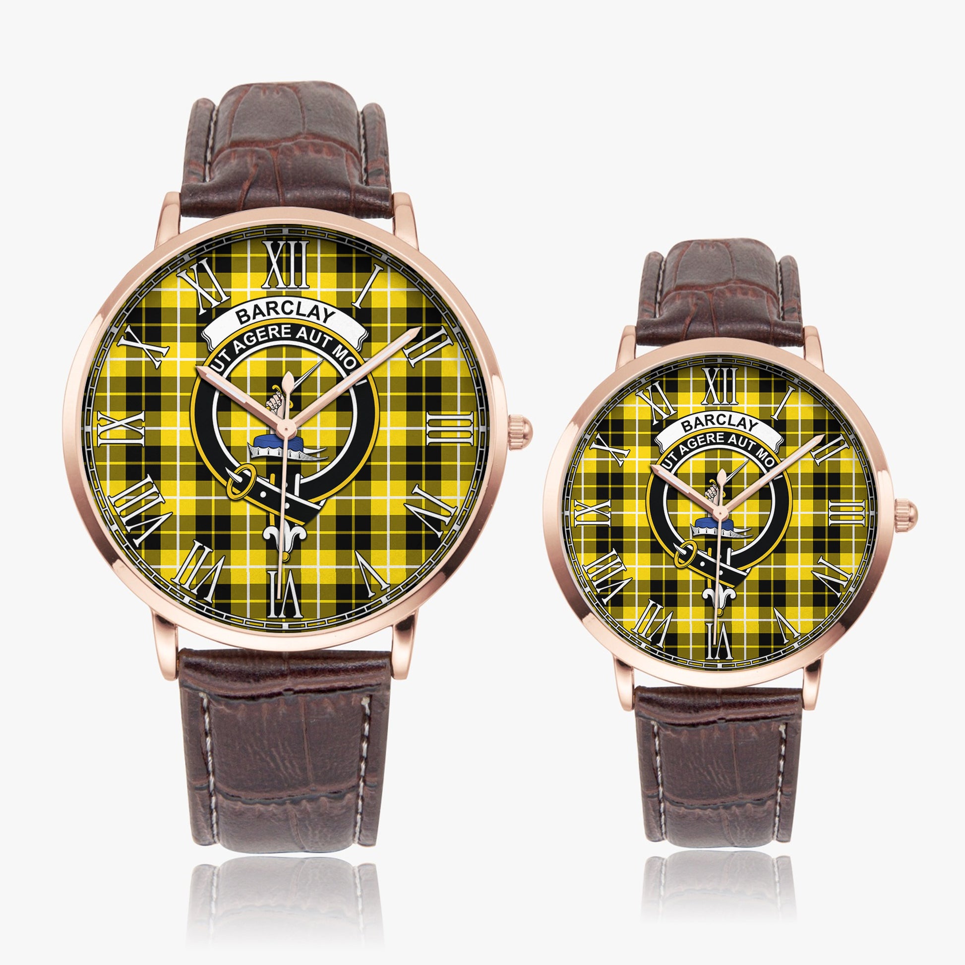 Barclay Dress Modern Tartan Family Crest Leather Strap Quartz Watch - Tartanvibesclothing