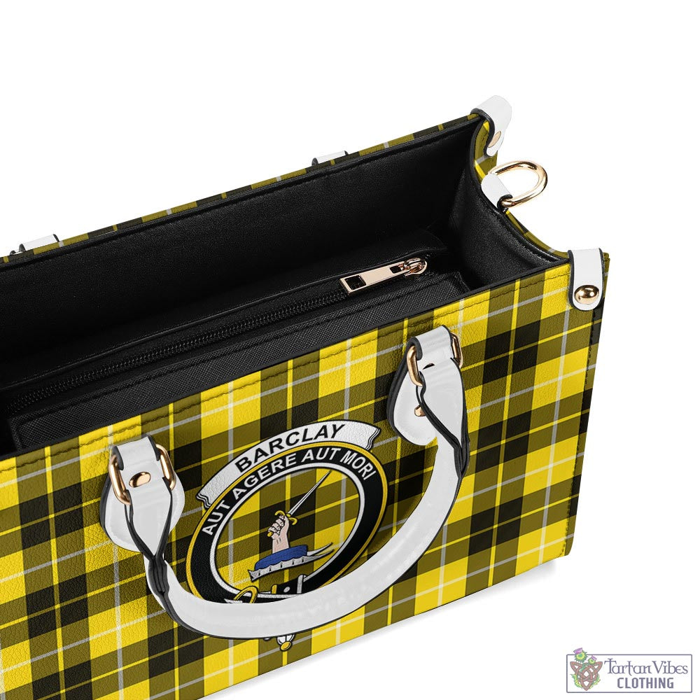 Tartan Vibes Clothing Barclay Dress Modern Tartan Luxury Leather Handbags with Family Crest