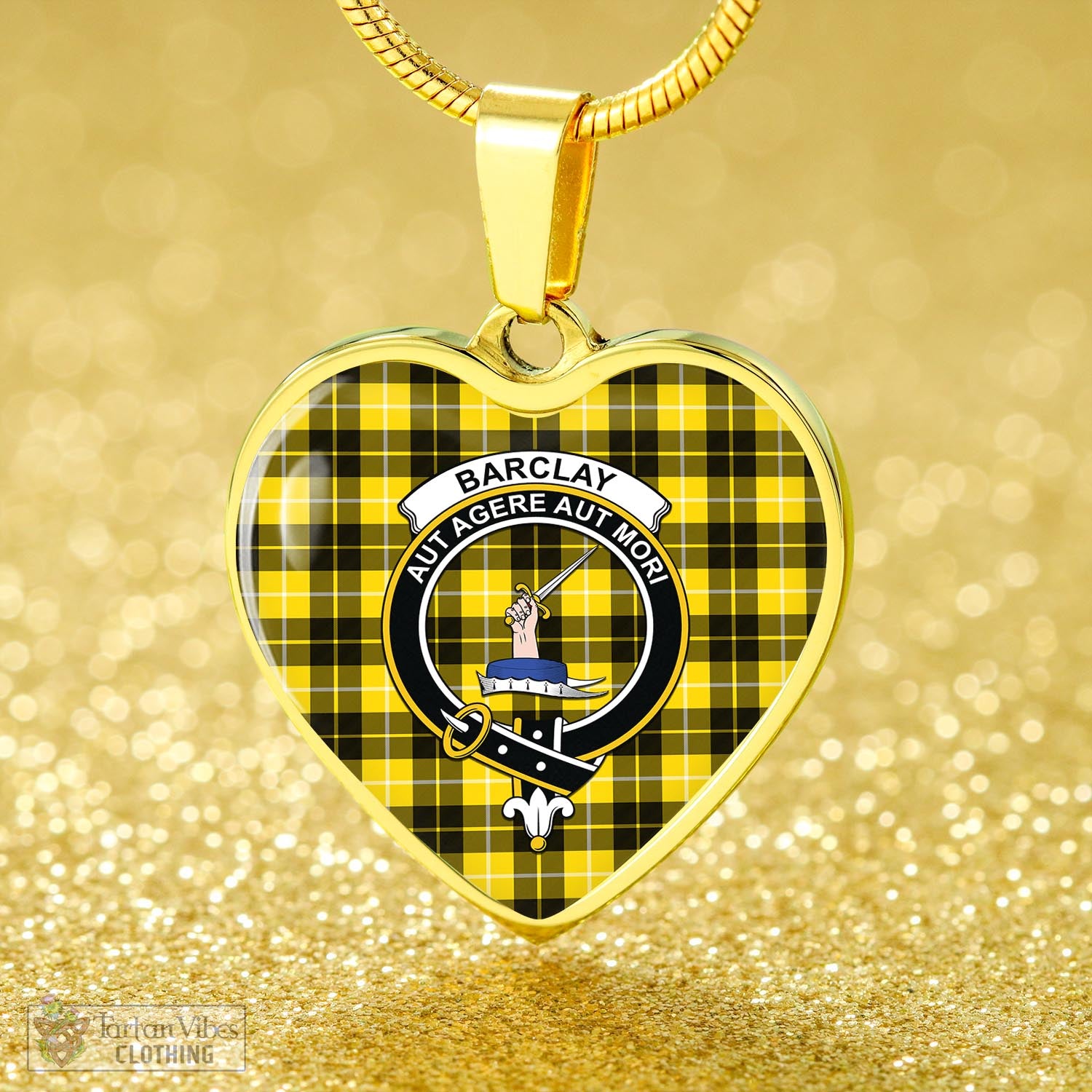 Tartan Vibes Clothing Barclay Dress Modern Tartan Heart Necklace with Family Crest