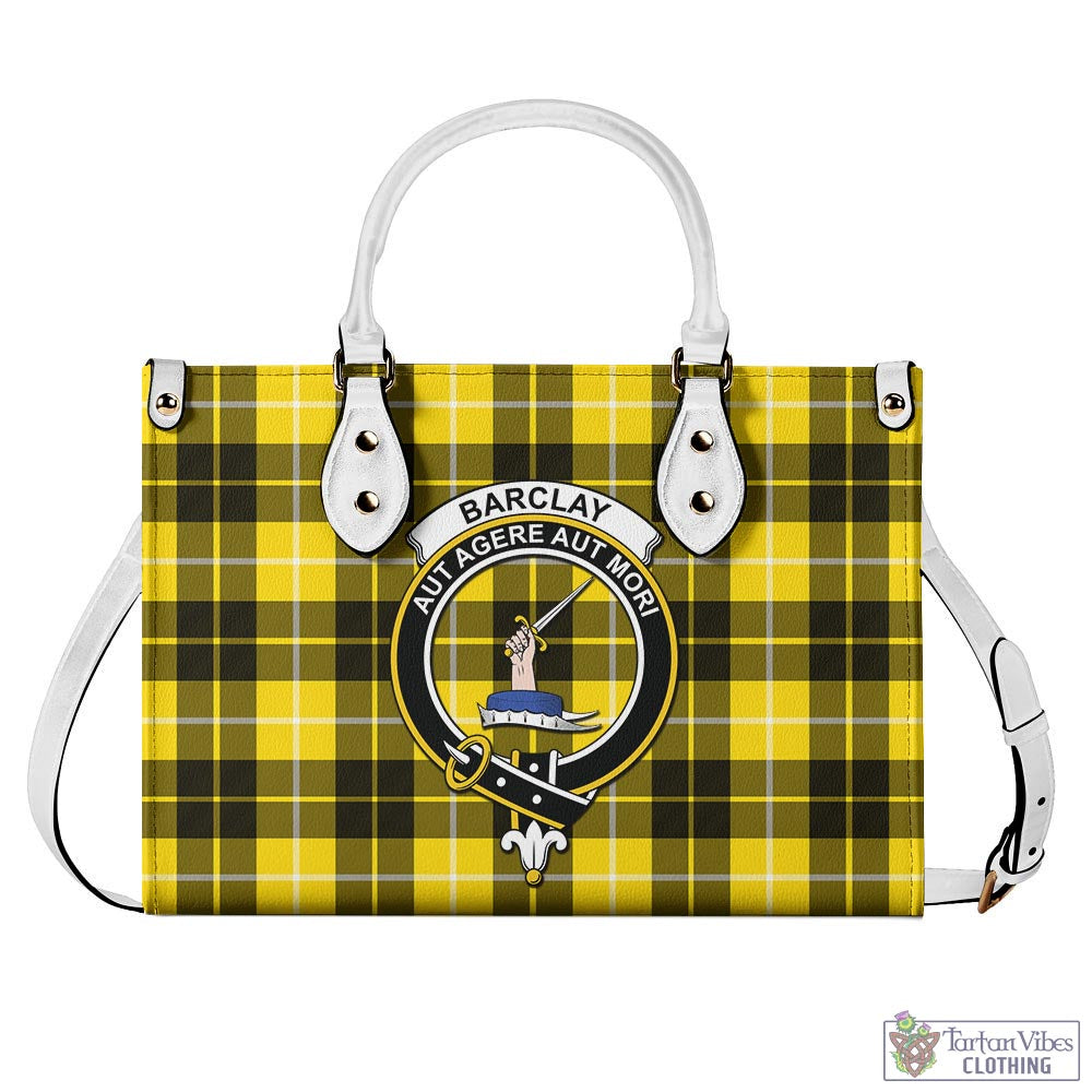 Tartan Vibes Clothing Barclay Dress Modern Tartan Luxury Leather Handbags with Family Crest