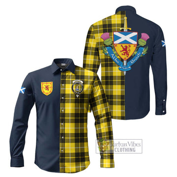 Barclay Dress Modern Tartan Long Sleeve Button Shirt Alba with Scottish Lion Royal Arm Half Style