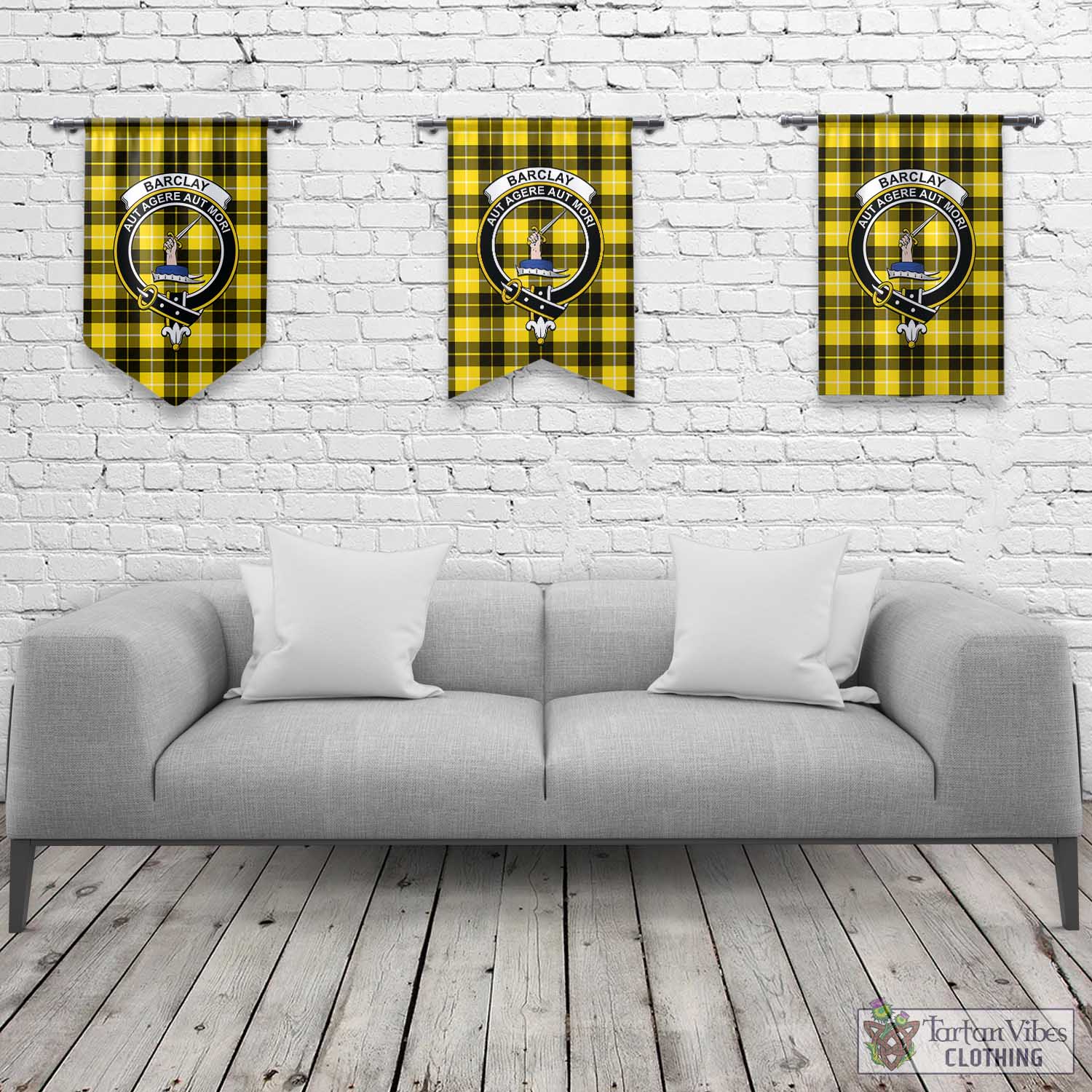 Tartan Vibes Clothing Barclay Dress Modern Tartan Gonfalon, Tartan Banner with Family Crest