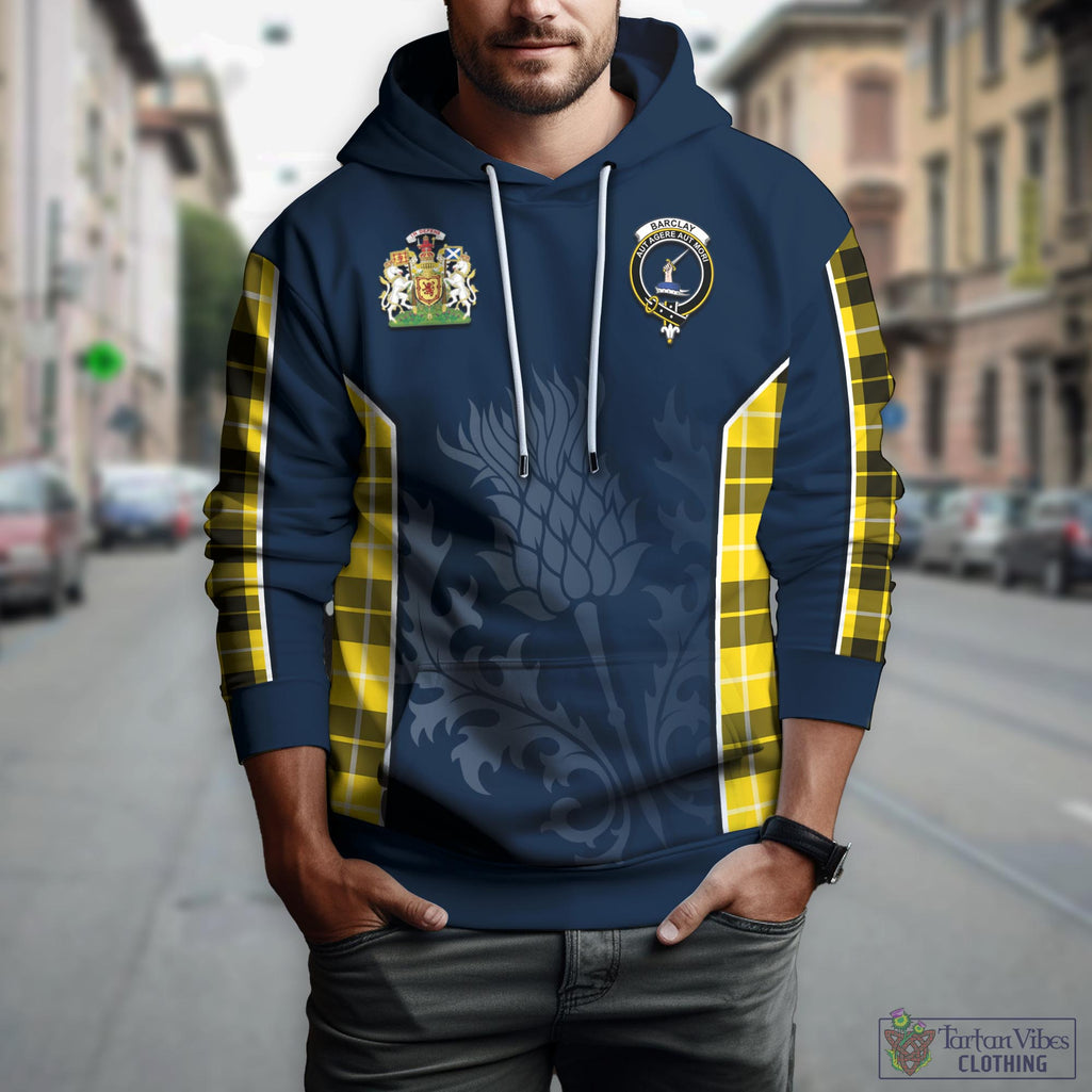 Tartan Vibes Clothing Barclay Dress Modern Tartan Hoodie with Family Crest and Scottish Thistle Vibes Sport Style