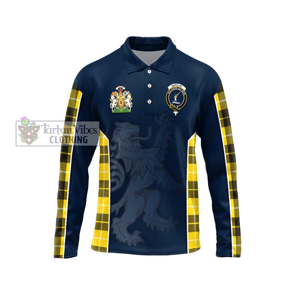 Barclay Dress Modern Tartan Long Sleeve Polo Shirt with Family Crest and Lion Rampant Vibes Sport Style Unisex - Tartan Vibes Clothing