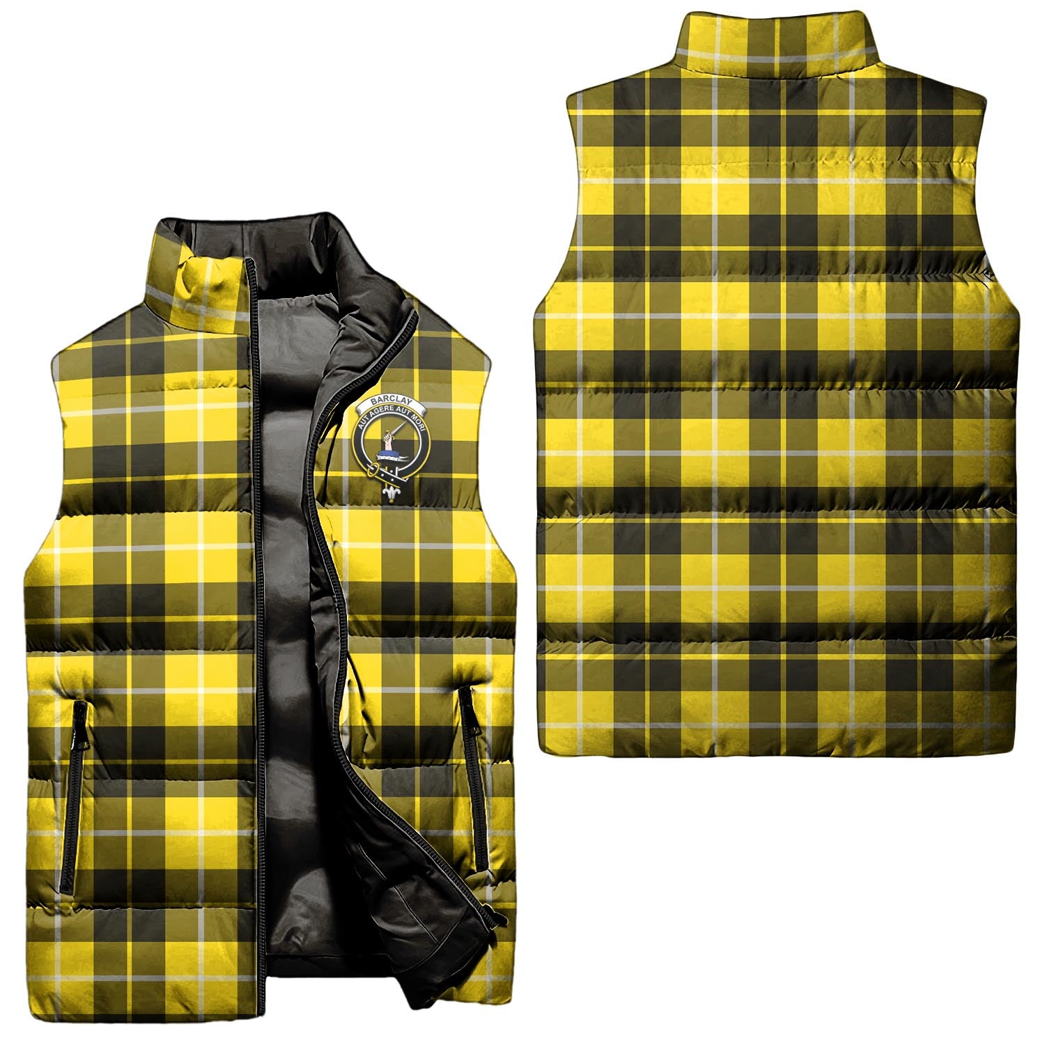 Barclay Dress Modern Tartan Sleeveless Puffer Jacket with Family Crest Unisex - Tartanvibesclothing