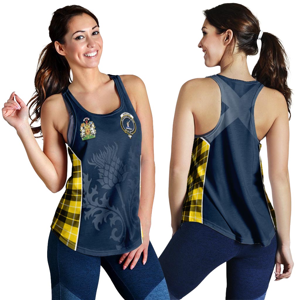 Tartan Vibes Clothing Barclay Dress Modern Tartan Women's Racerback Tanks with Family Crest and Scottish Thistle Vibes Sport Style