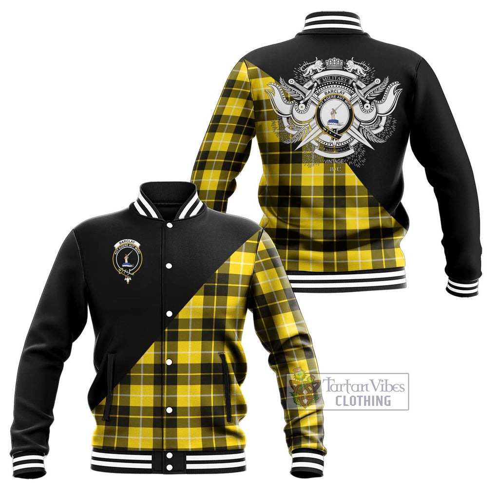 Barclay Dress Modern Tartan Baseball Jacket with Family Crest and Military Logo Style Unisex - Tartanvibesclothing Shop