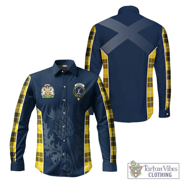 Barclay Dress Modern Tartan Long Sleeve Button Up Shirt with Family Crest and Scottish Thistle Vibes Sport Style