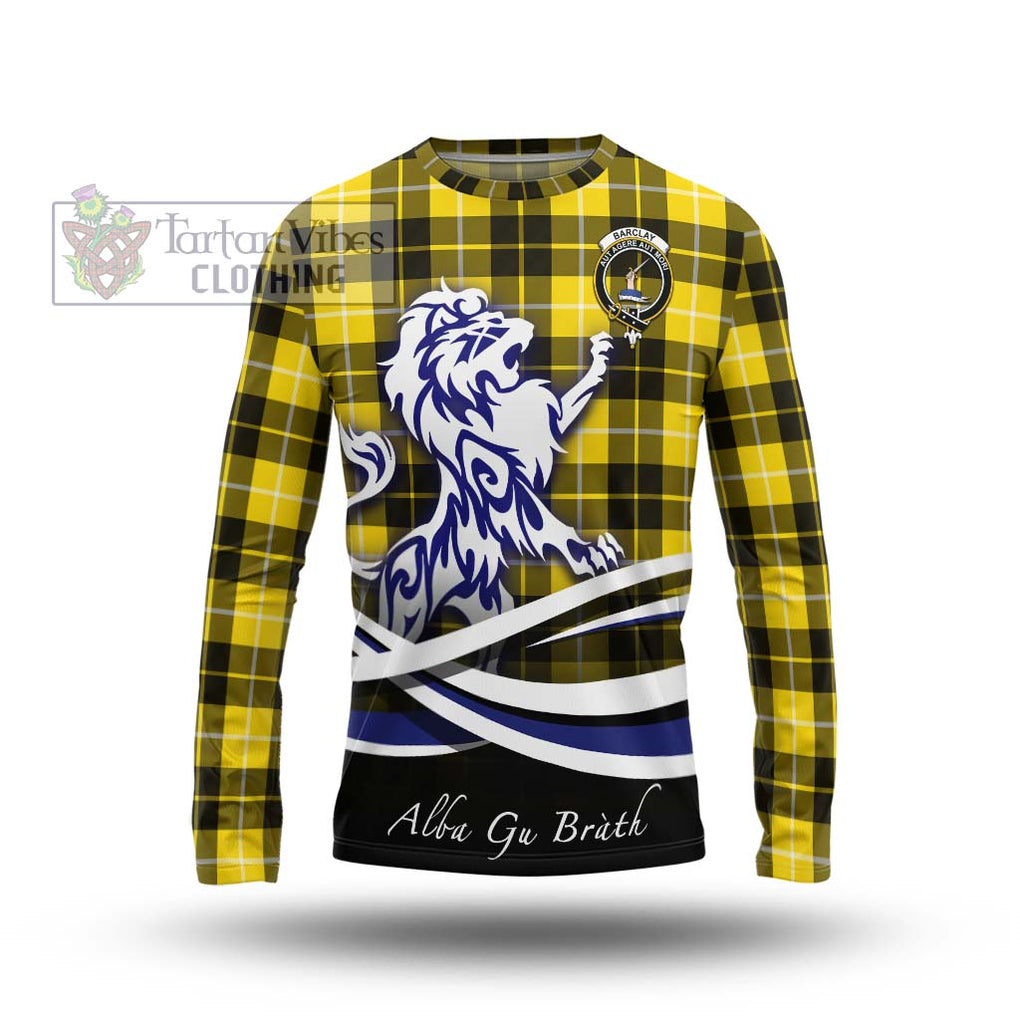 Barclay Dress Modern Tartan Long Sleeve T-Shirt with Alba Gu Brath Regal Lion Emblem Unisex - Tartanvibesclothing Shop