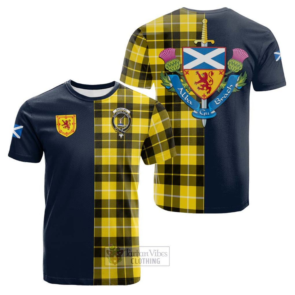 Tartan Vibes Clothing Barclay Dress Modern Tartan Cotton T-shirt with Scottish Lion Royal Arm Half Style