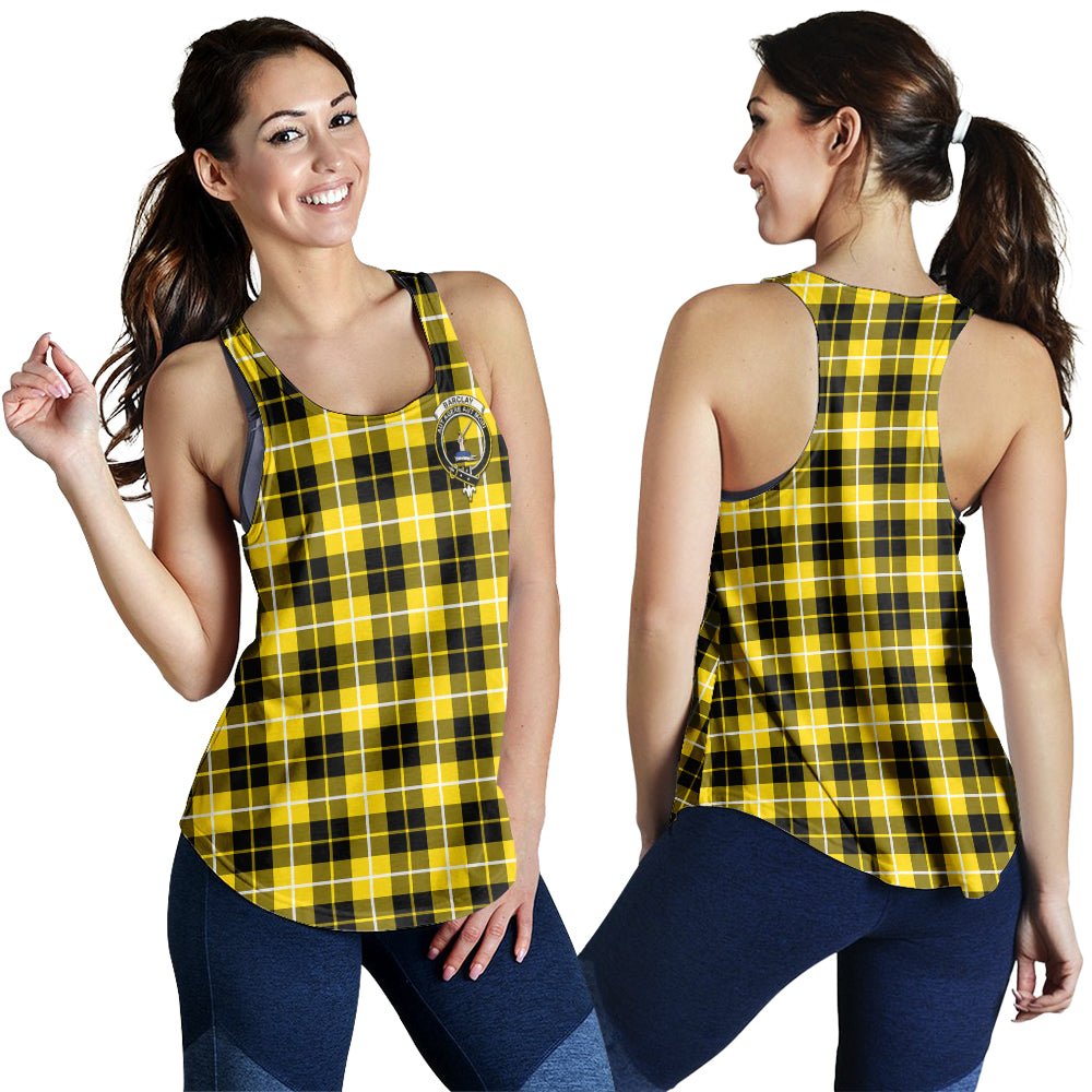 Barclay Dress Modern Tartan Women Racerback Tanks with Family Crest - Tartanvibesclothing