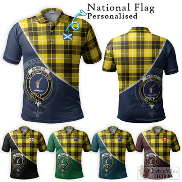 Barclay Dress Modern Tartan Polo Shirt with Personalised National Flag and Family Crest Half Style