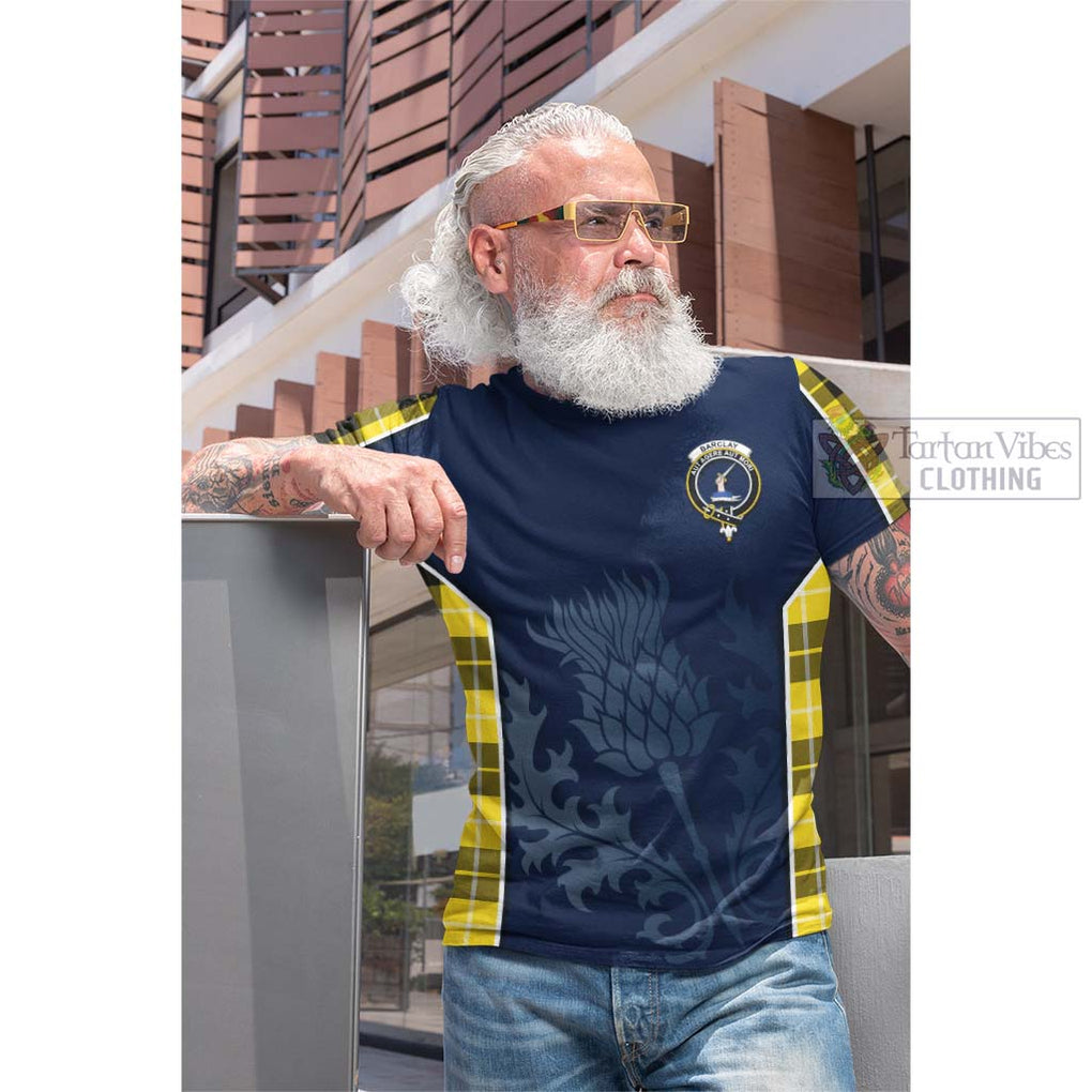 Tartan Vibes Clothing Barclay Dress Modern Tartan Cotton T-shirt with Family Crest and Scottish Thistle Vibes Sport Style