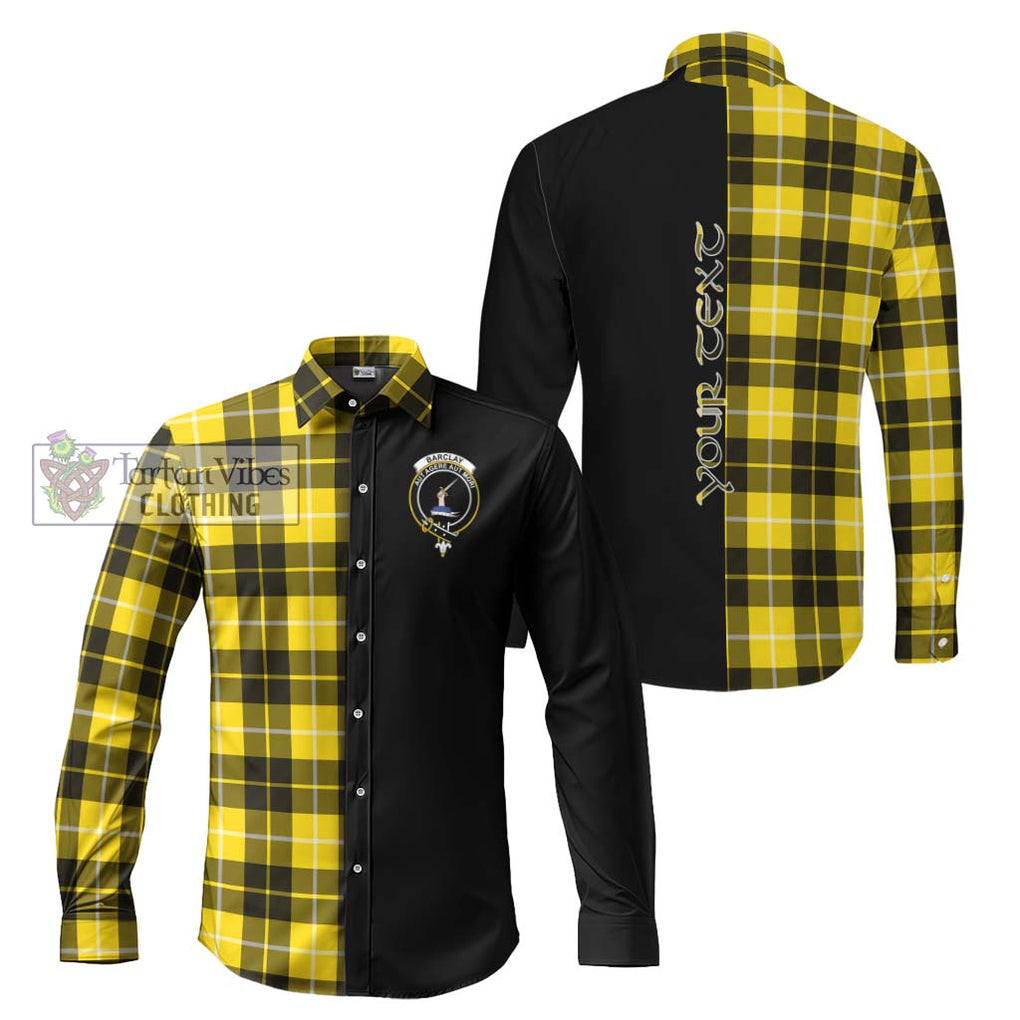 Barclay Dress Modern Tartan Long Sleeve Button Shirt with Family Crest and Half Of Me Style Men's Shirt S - Tartanvibesclothing Shop