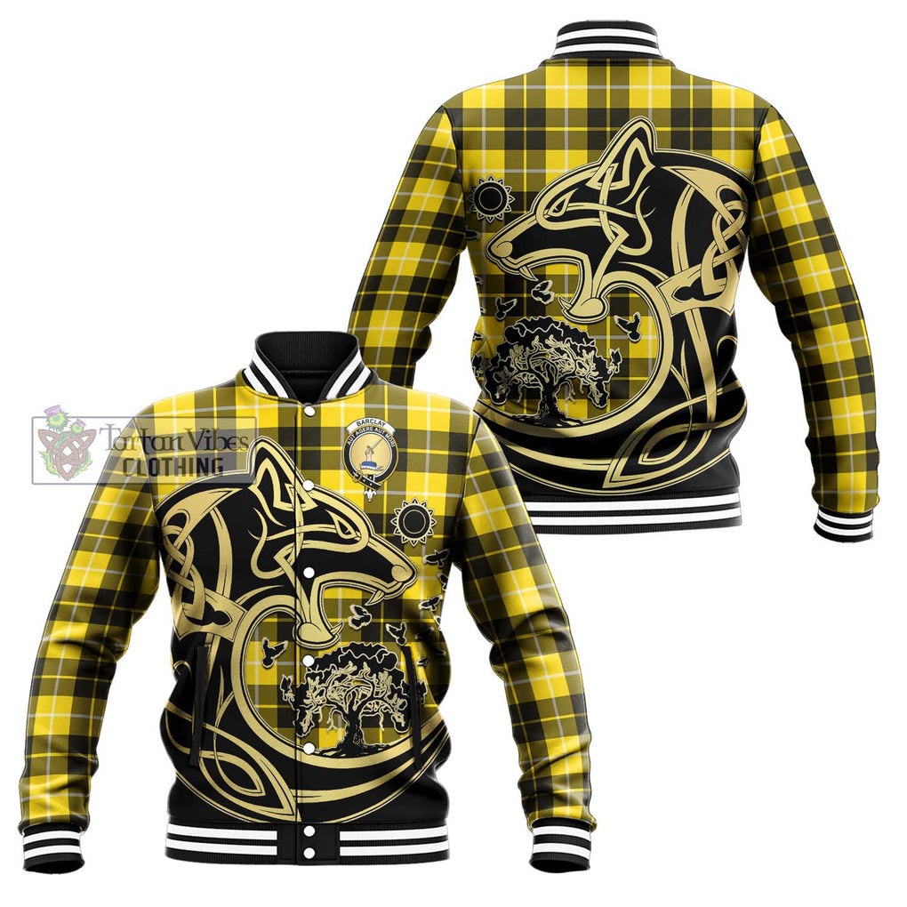 Barclay Dress Modern Tartan Baseball Jacket with Family Crest Celtic Wolf Style Unisex - Tartan Vibes Clothing