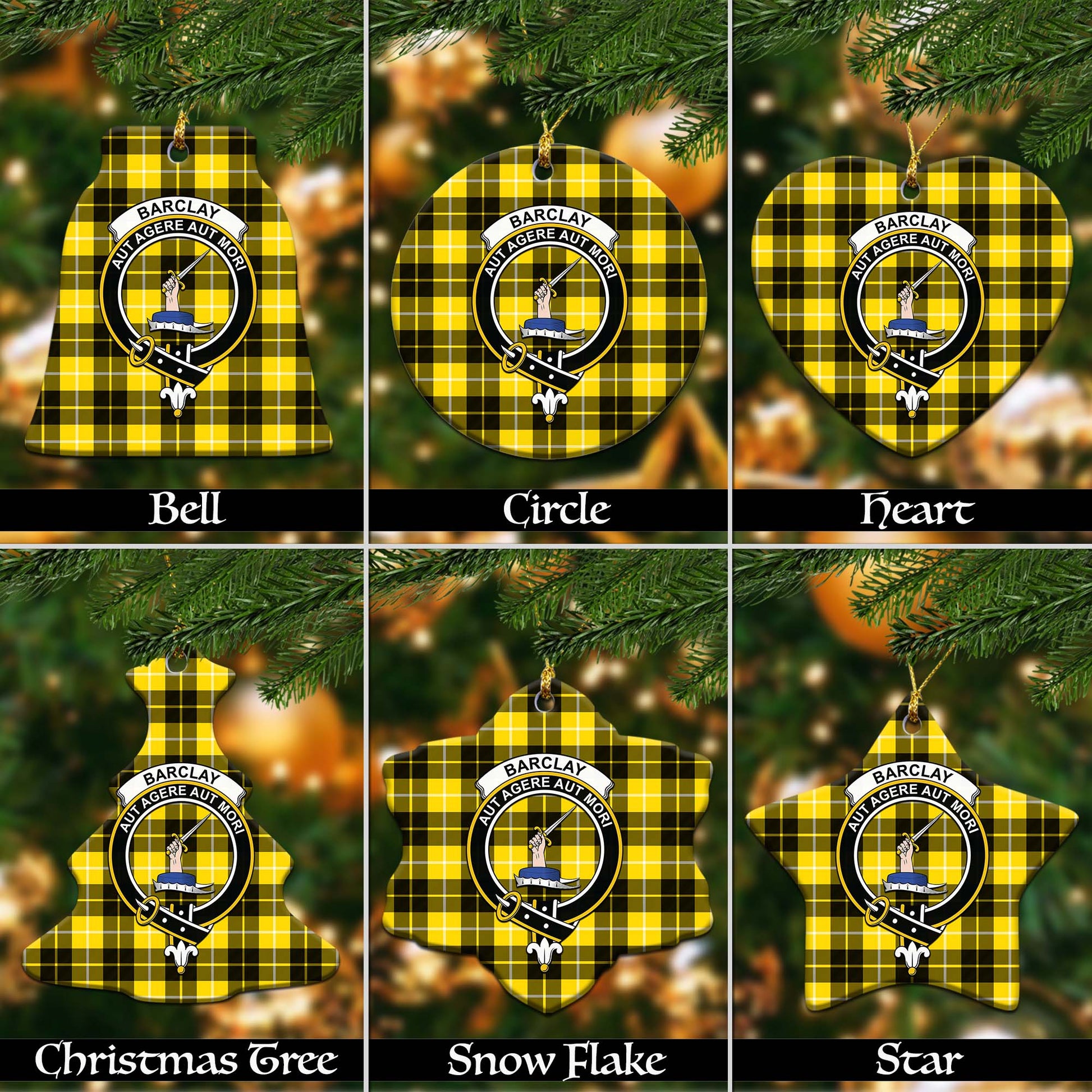 Barclay Dress Modern Tartan Christmas Ornaments with Family Crest Ceramic Bell Pack 1: ornament * 1 piece - Tartanvibesclothing