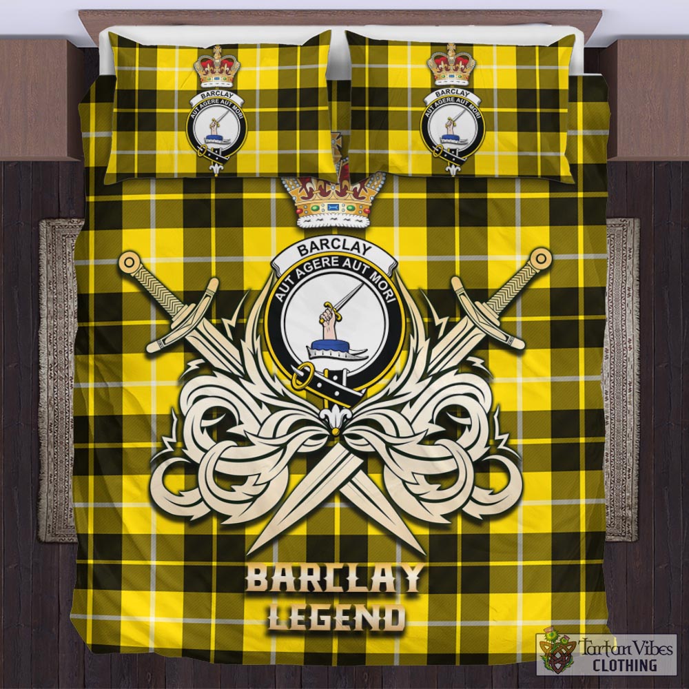 Tartan Vibes Clothing Barclay Dress Modern Tartan Bedding Set with Clan Crest and the Golden Sword of Courageous Legacy