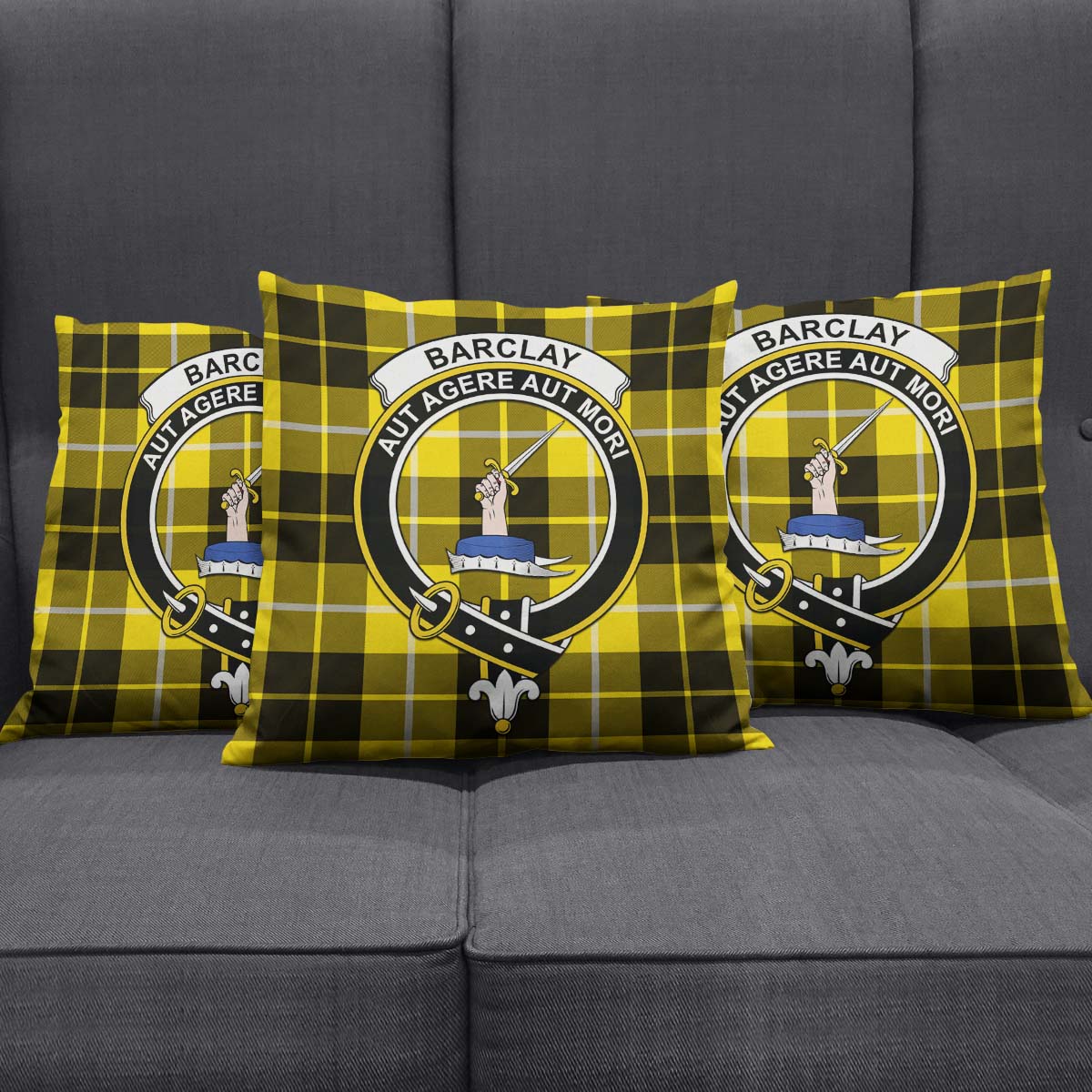 Barclay Dress Modern Tartan Pillow Cover with Family Crest Square Pillow Cover - Tartanvibesclothing