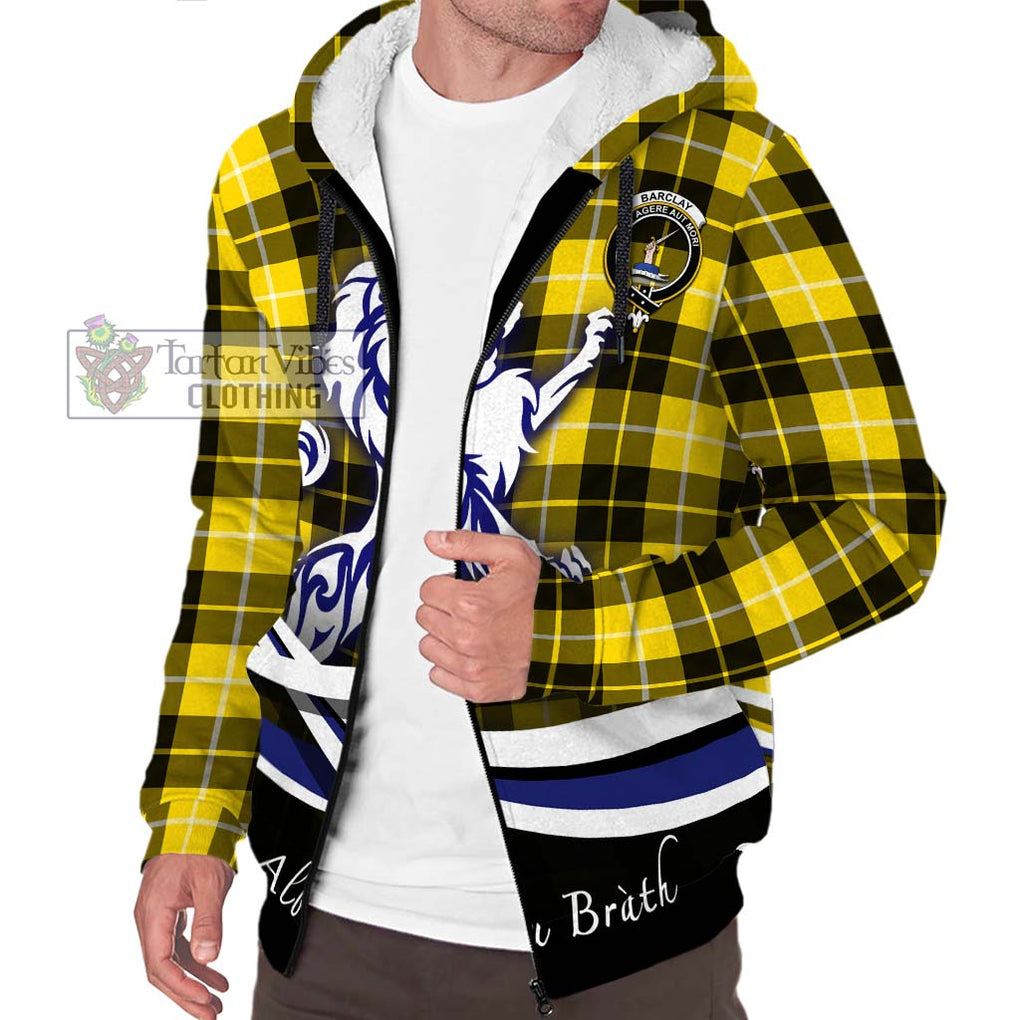 Barclay Dress Modern Tartan Sherpa Hoodie with Alba Gu Brath Regal Lion Emblem Unisex S - Tartanvibesclothing Shop