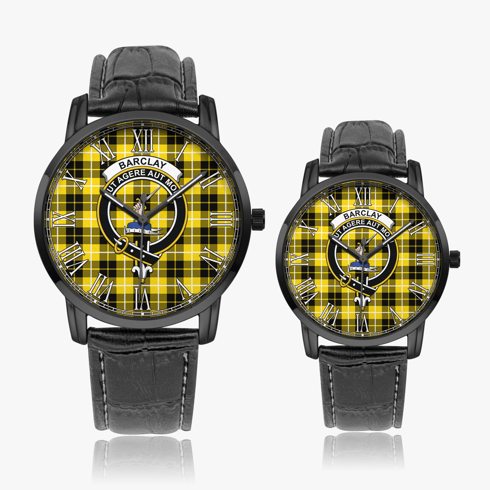 Barclay Dress Modern Tartan Family Crest Leather Strap Quartz Watch - Tartanvibesclothing