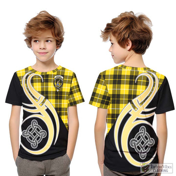 Barclay Dress Modern Tartan Kid T-Shirt with Family Crest and Celtic Symbol Style