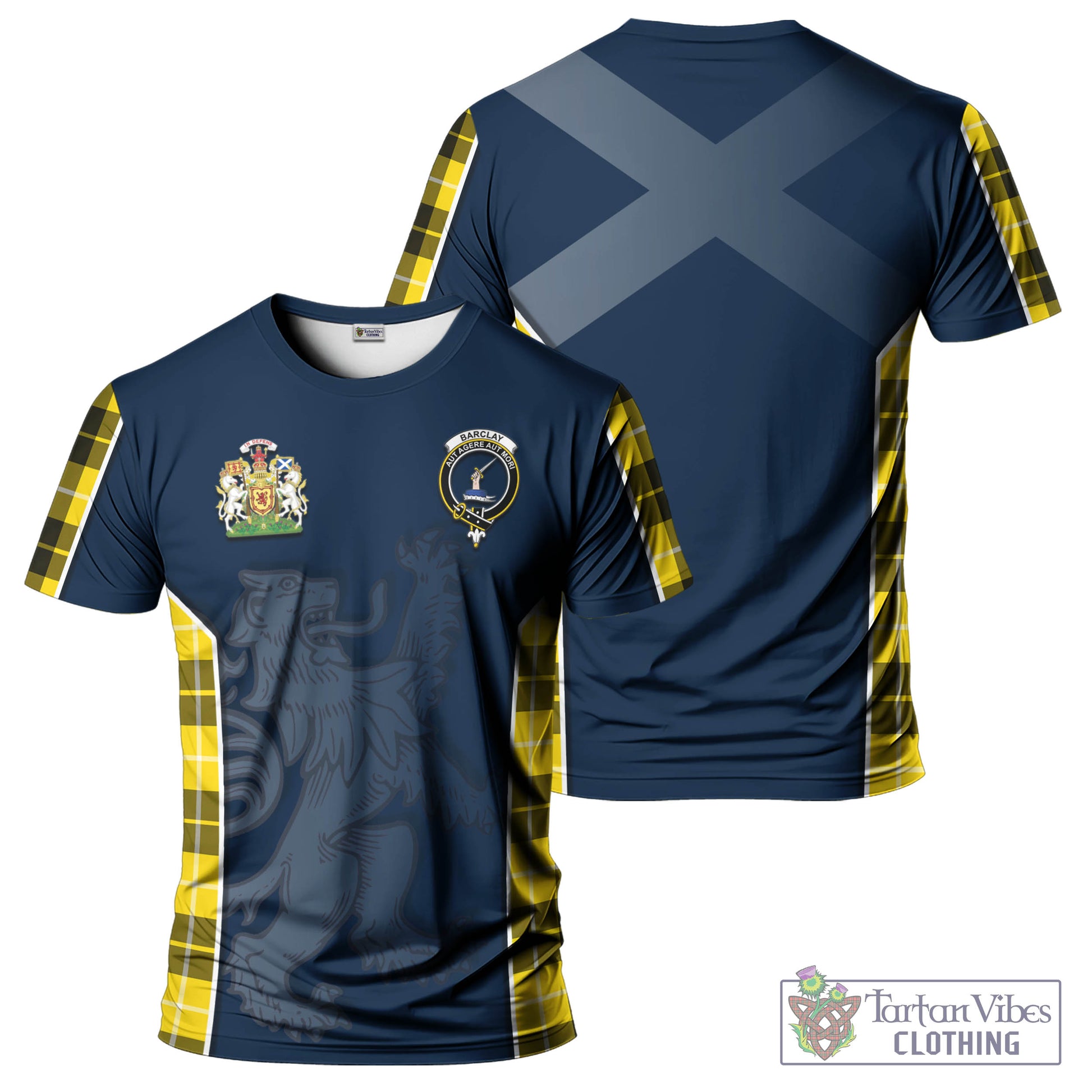 Tartan Vibes Clothing Barclay Dress Modern Tartan T-Shirt with Family Crest and Lion Rampant Vibes Sport Style