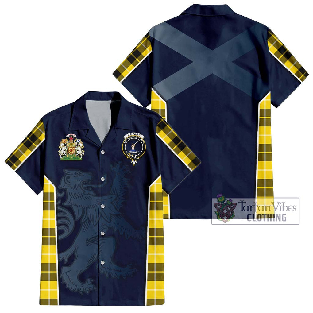 Barclay Dress Modern Tartan Short Sleeve Button Shirt with Family Crest and Lion Rampant Vibes Sport Style Kid - Tartan Vibes Clothing