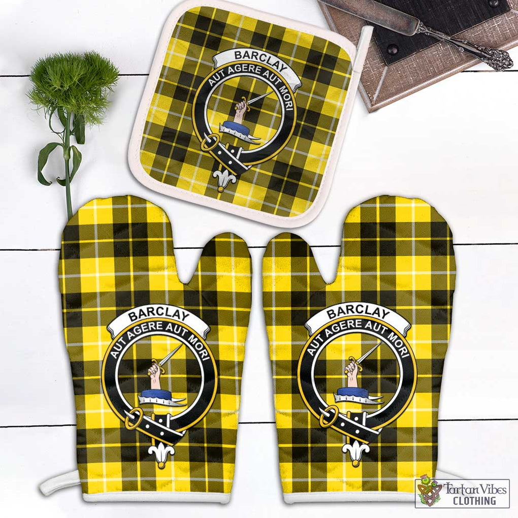 Barclay Dress Modern Tartan Combo Oven Mitt & Pot-Holder with Family Crest Combo 1 Oven Mitt & 1 Pot-Holder White - Tartan Vibes Clothing