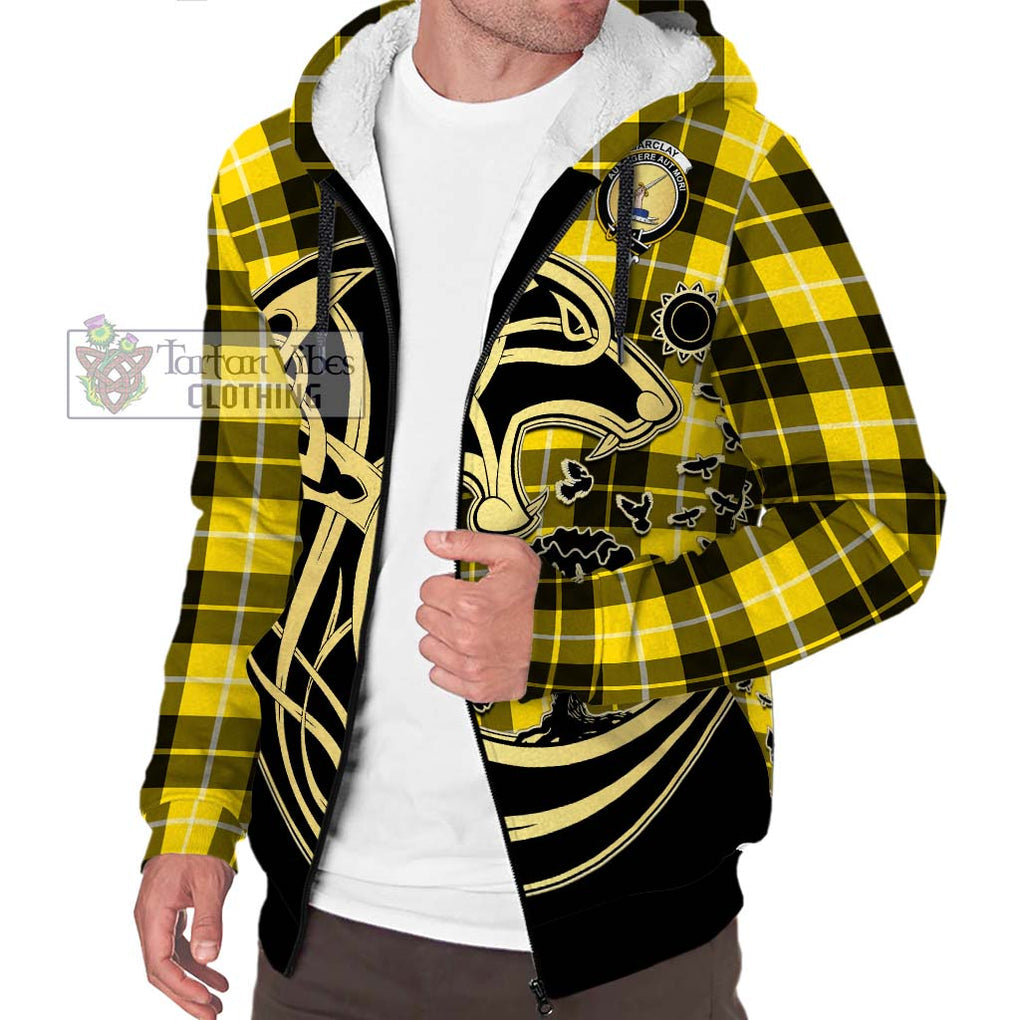 Barclay Dress Modern Tartan Sherpa Hoodie with Family Crest Celtic Wolf Style Unisex S - Tartan Vibes Clothing