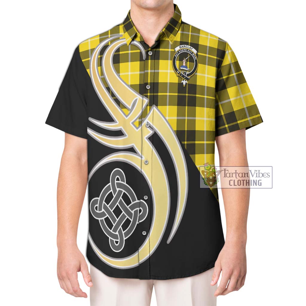 Barclay Dress Modern Tartan Short Sleeve Button Shirt with Family Crest and Celtic Symbol Style Kid - Tartan Vibes Clothing