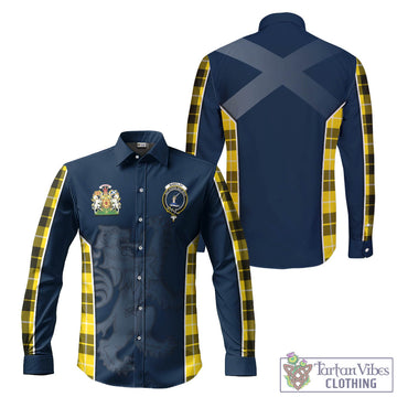 Barclay Dress Modern Tartan Long Sleeve Button Up Shirt with Family Crest and Lion Rampant Vibes Sport Style