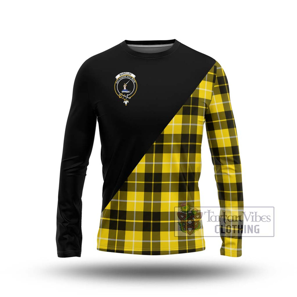 Barclay Dress Modern Tartan Long Sleeve T-Shirt with Family Crest and Military Logo Style Unisex - Tartanvibesclothing Shop