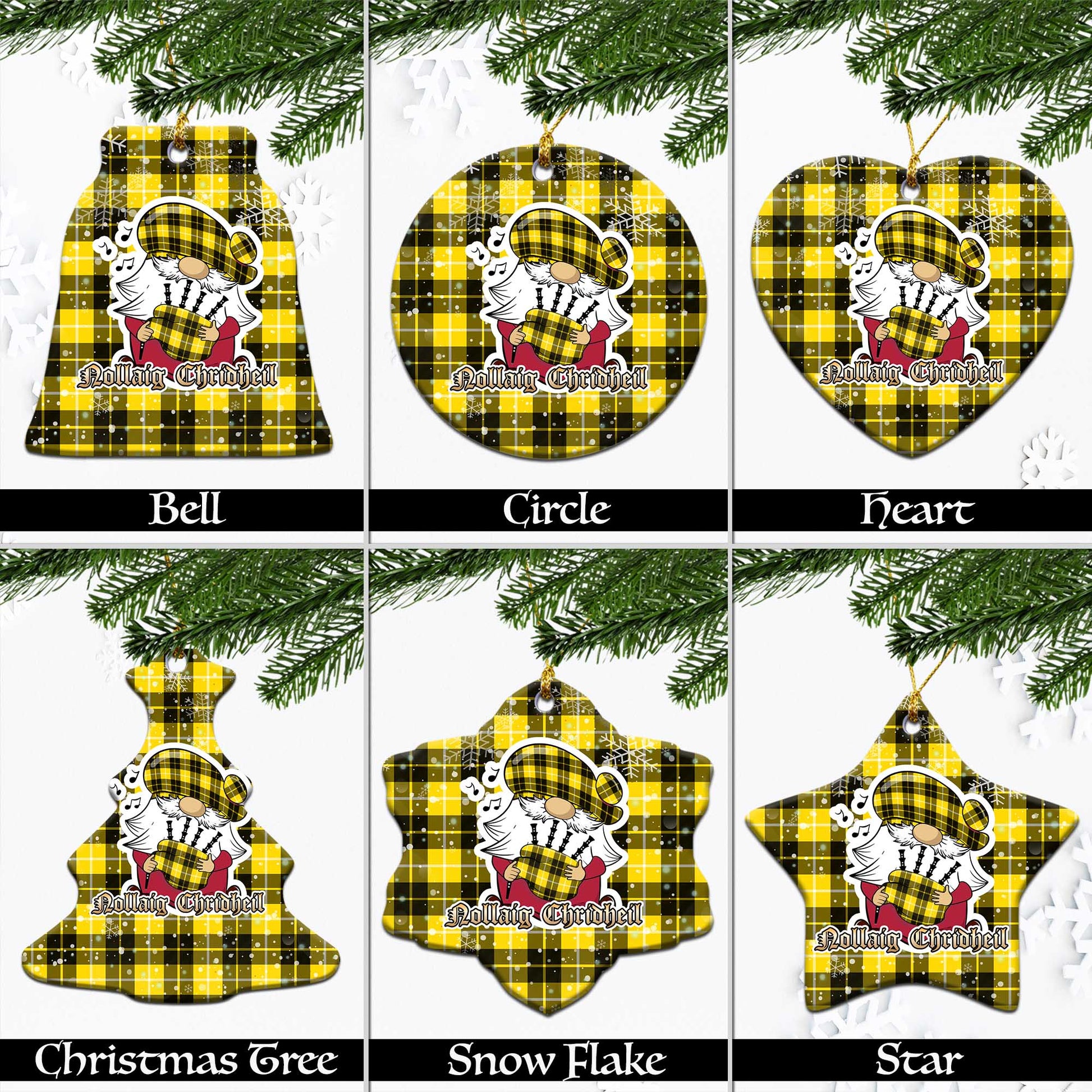 Barclay Dress Modern Tartan Christmas Ornaments with Scottish Gnome Playing Bagpipes Ceramic - Tartanvibesclothing