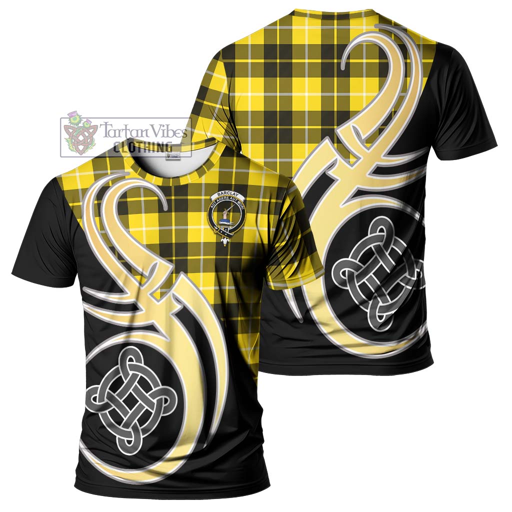 Tartan Vibes Clothing Barclay Dress Modern Tartan T-Shirt with Family Crest and Celtic Symbol Style