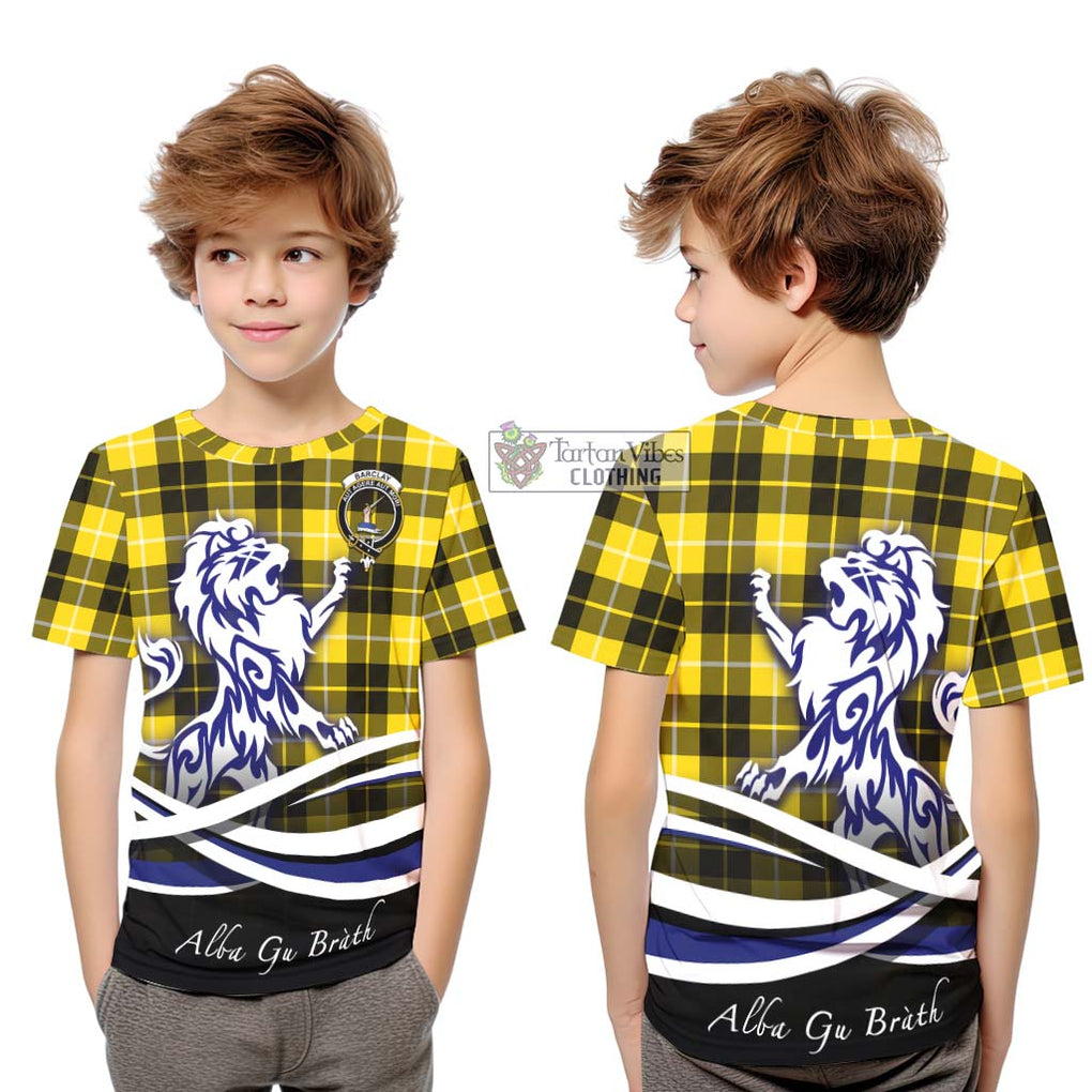 Barclay Dress Modern Tartan Kid T-Shirt with Alba Gu Brath Regal Lion Emblem Youth XL Size14 - Tartanvibesclothing Shop