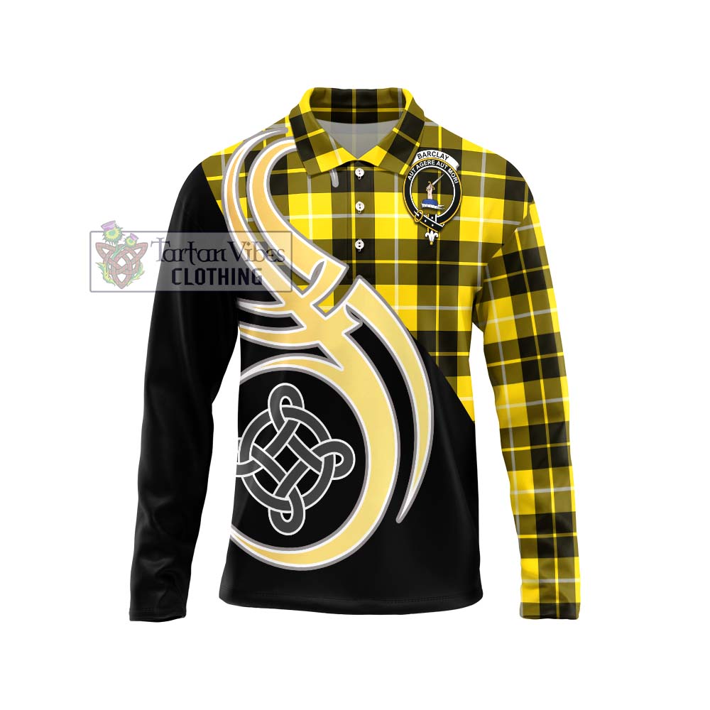 Barclay Dress Modern Tartan Long Sleeve Polo Shirt with Family Crest and Celtic Symbol Style Unisex - Tartan Vibes Clothing